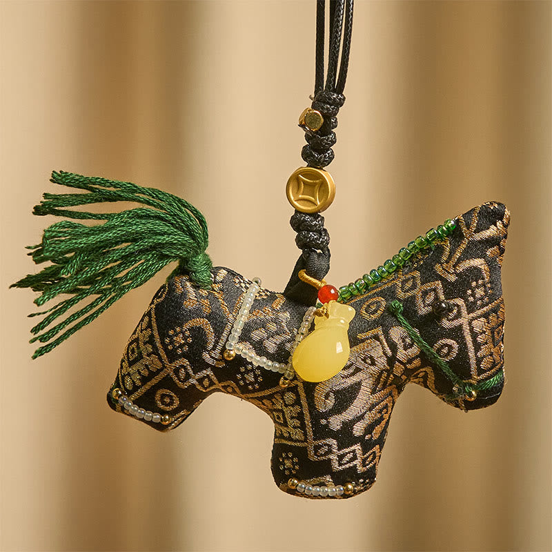 馬年用Buddha Stones荘錦絹 幸運を祈る吊り下げ飾り - image 1