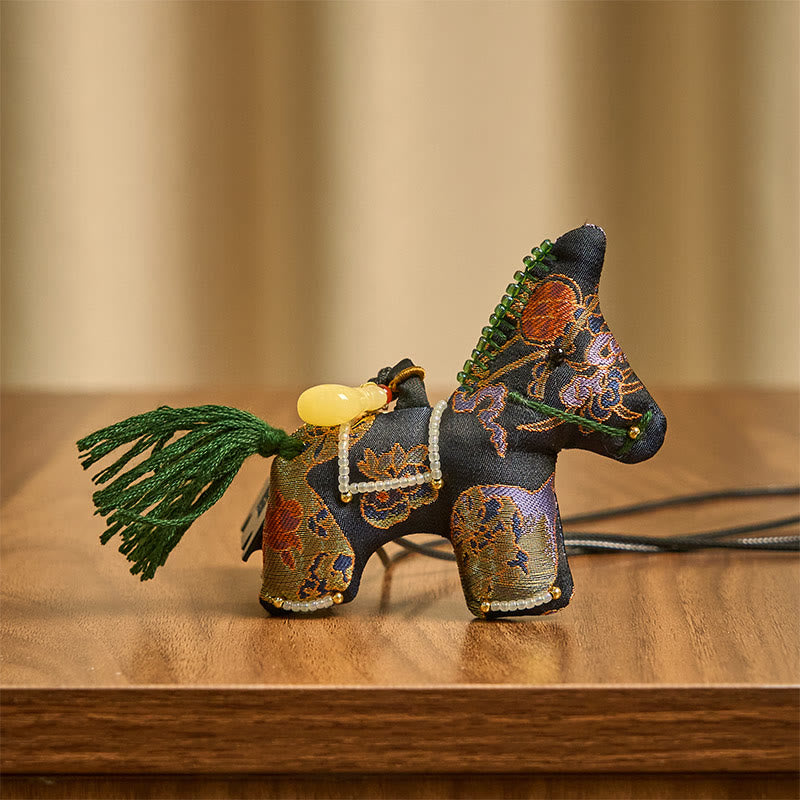 Buddha Stones午年歌錦絹百合文様吊り飾り - image 3