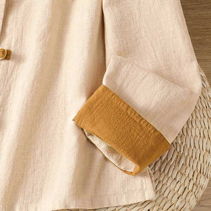 Buddha Stonesカラーコントラストデザイン 中国風フロッグボタン長袖レディースリネンシャツ - image 10