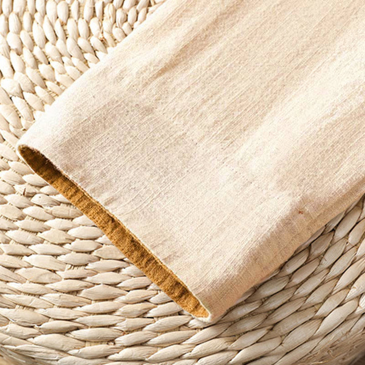 Buddha Stonesカラーコントラストデザイン 中国風フロッグボタン長袖レディースリネンシャツ - image 17