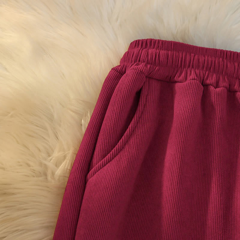 Buddha Stonesレディース パッチワーク コットン コーデュロイ フリース裏地 ワイドレッグパンツ ポケット付き - image 35