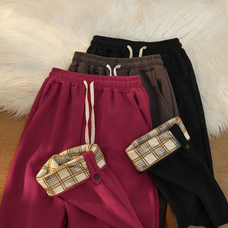 Buddha Stonesレディース パッチワーク コットン コーデュロイ フリース裏地 ワイドレッグパンツ ポケット付き - image 41