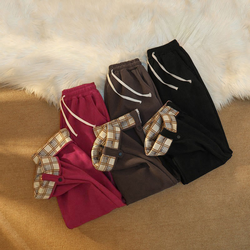 Buddha Stonesレディース パッチワーク コットン コーデュロイ フリース裏地 ワイドレッグパンツ ポケット付き - image 42