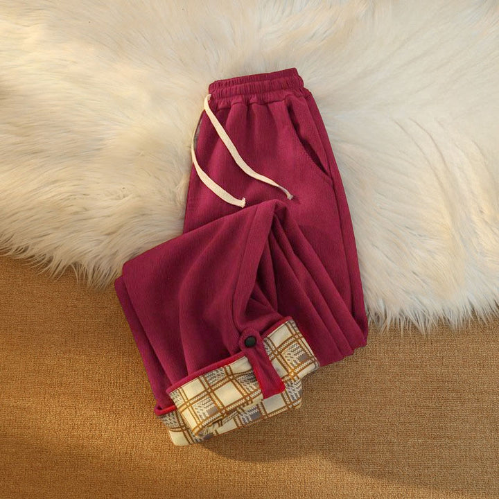 Buddha Stonesレディース パッチワーク コットン コーデュロイ フリース裏地 ワイドレッグパンツ ポケット付き - image 38