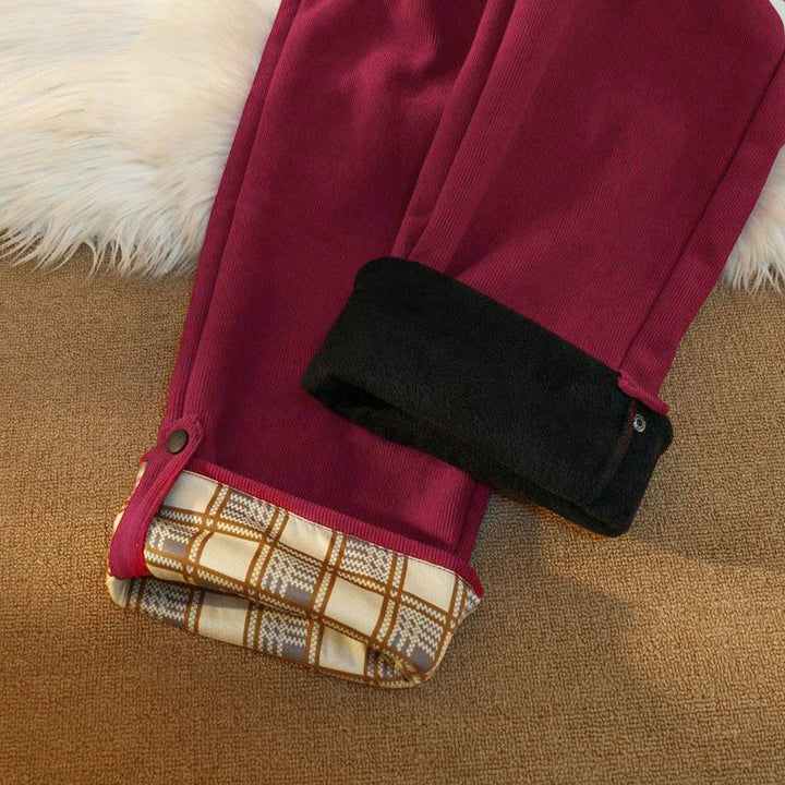 Buddha Stonesレディース パッチワーク コットン コーデュロイ フリース裏地 ワイドレッグパンツ ポケット付き - image 33