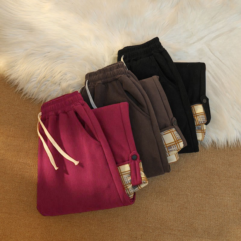 Buddha Stonesレディース パッチワーク コットン コーデュロイ フリース裏地 ワイドレッグパンツ ポケット付き - image 43