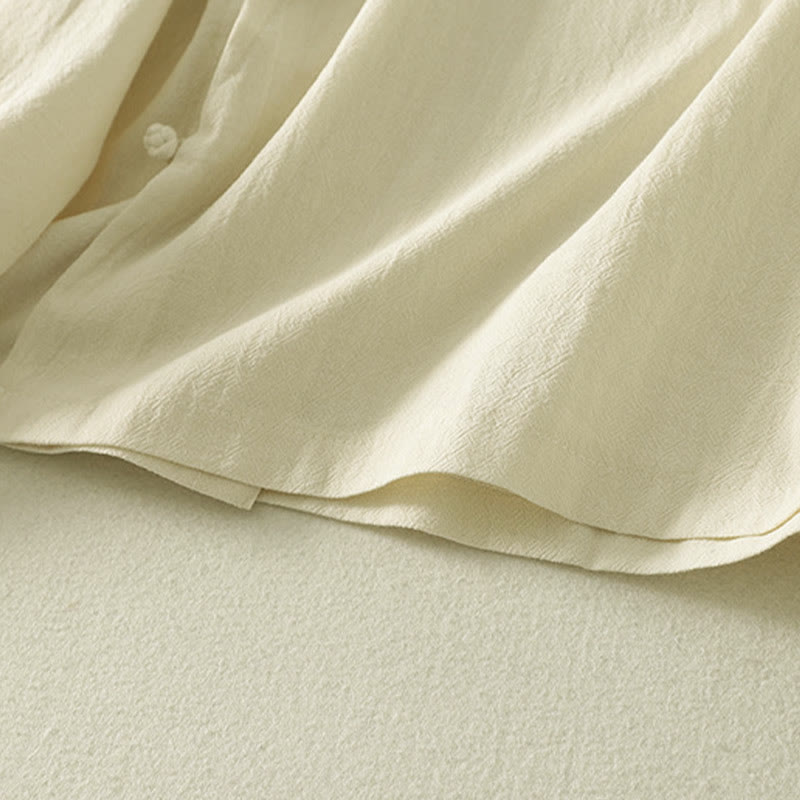 Buddha Stonesアシンメトリーフロントフロッグボタン長袖レディースコットンシャツ - image 14