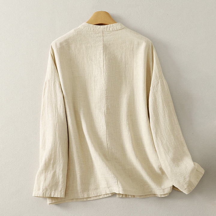 Buddha Stonesプレーンチャイニーズフロッグボタン 長袖 レディース コットンリネン 禅服 シャツ - image 7