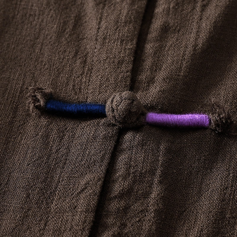 Buddha Stonesプレーンチャイニーズフロッグボタン 長袖 レディース コットン 禅服 シャツ - image 3