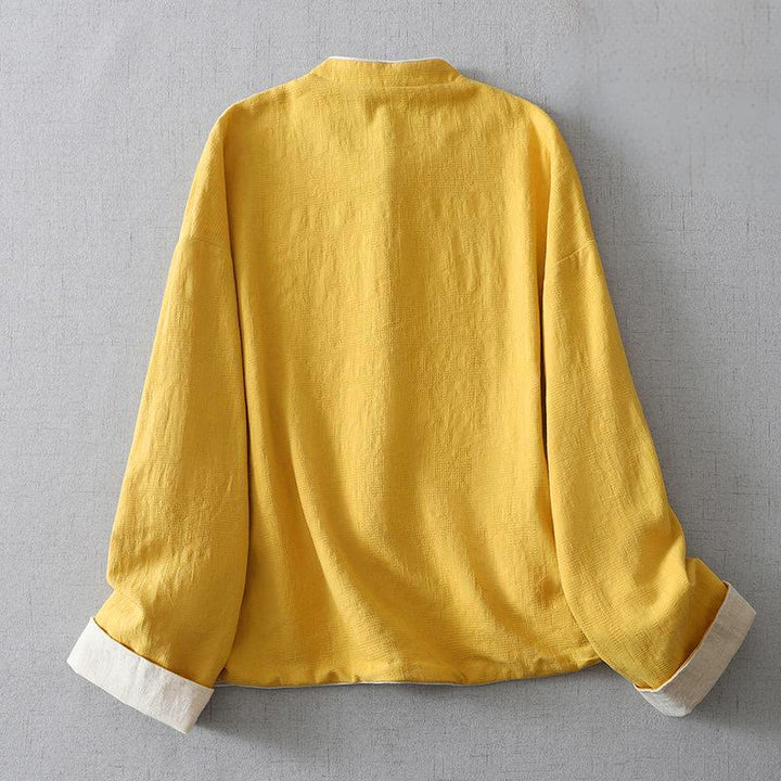 Buddha Stonesレディース 無地ジャカードスタンドカラー 長袖 コットンジャケット ポケット付き - image 3