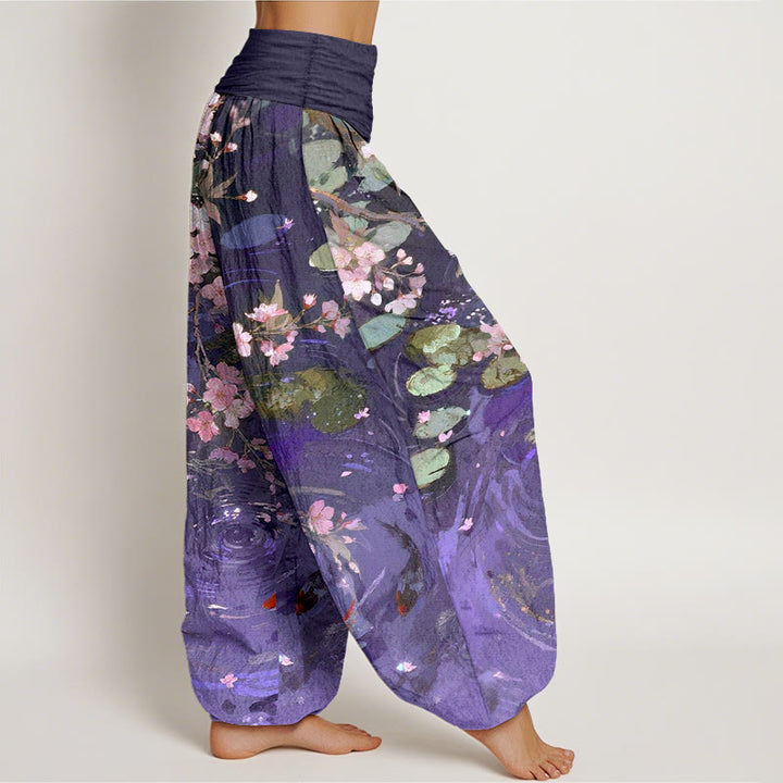 Buddha Stones純綿 桜鯉蓮の葉 レディース 伸縮性ウエスト ハーレムパンツ - image 7