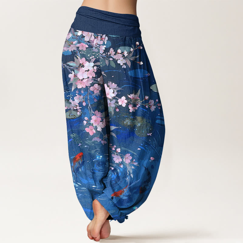 Buddha Stones純綿 桜鯉蓮の葉 レディース 伸縮性ウエスト ハーレムパンツ - image 9