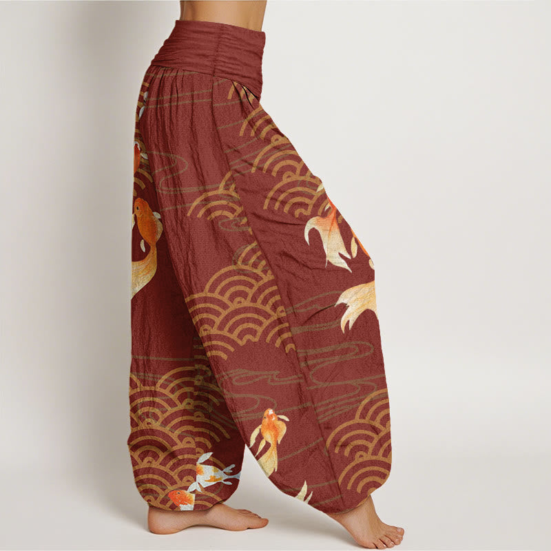 Buddha Stones純綿 赤鯉鯉波 レディース 伸縮性ウエスト ハーレムパンツ - image 7