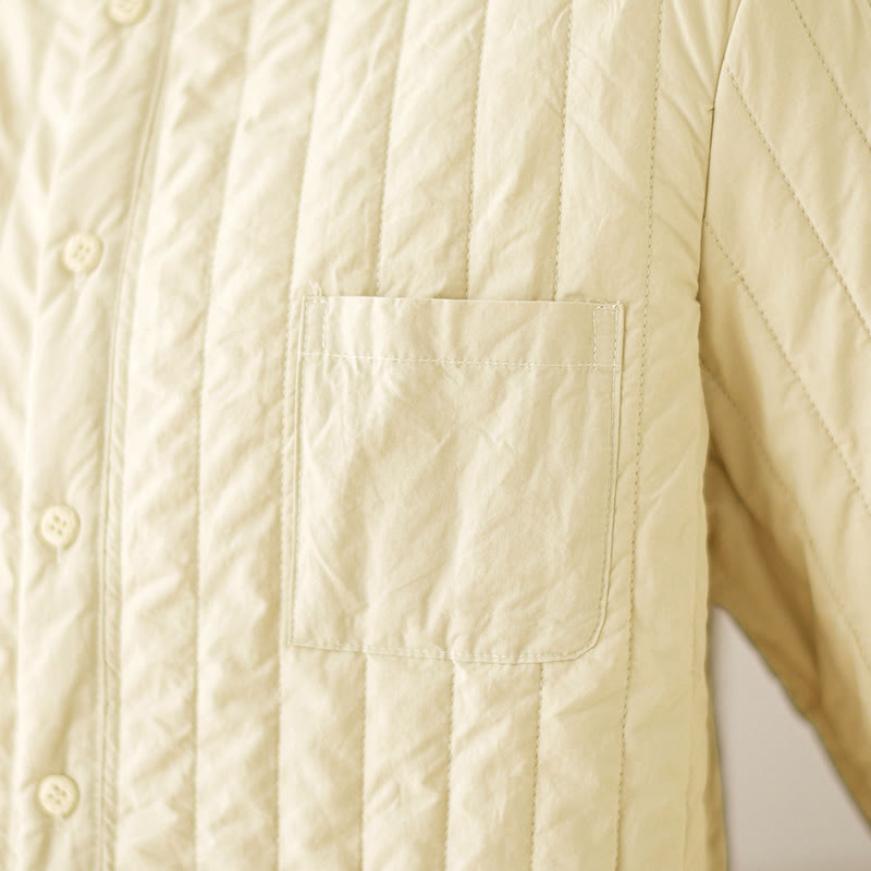 Buddha Stonesレディース スタンドカラー シンプルデザイン 長袖 サーマルコットンジャケット ポケット付き - image 12