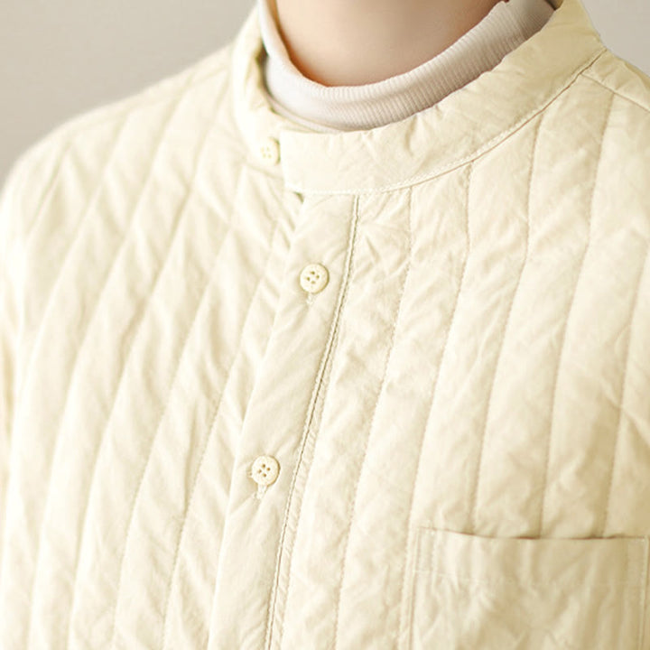 Buddha Stonesレディース スタンドカラー シンプルデザイン 長袖 サーマルコットンジャケット ポケット付き - image 11