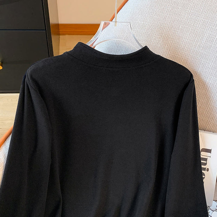 Buddha Stones春の無地スタンドカラーフロッグボタンデザインレディースコットン長袖シャツ - image 29