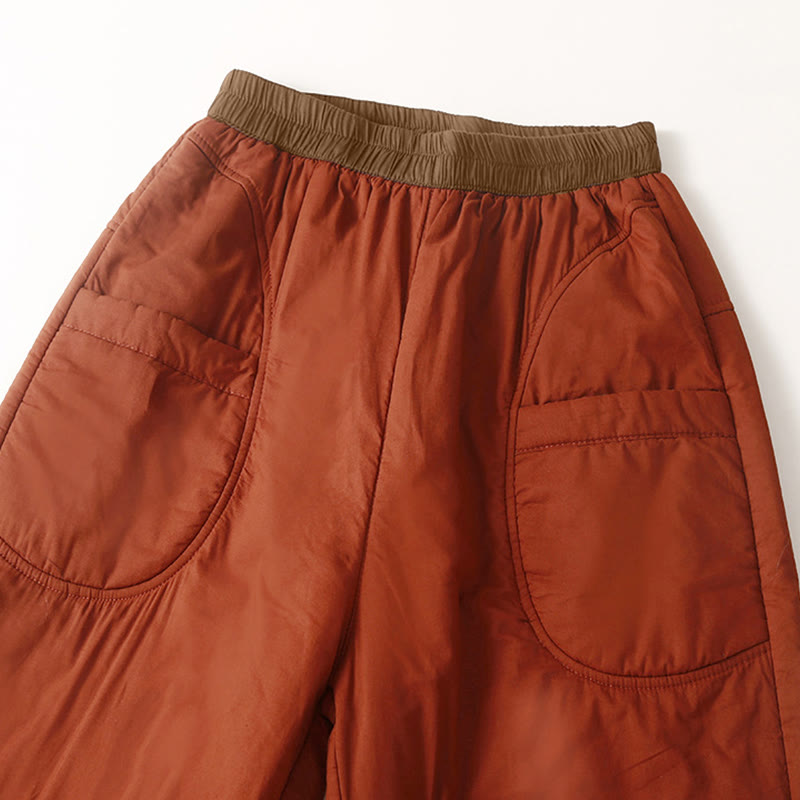 Buddha Stonesレディース 冬 無地 伸縮性ウエストデザイン 厚手 ハーレムパンツ ポケット付き - image 7