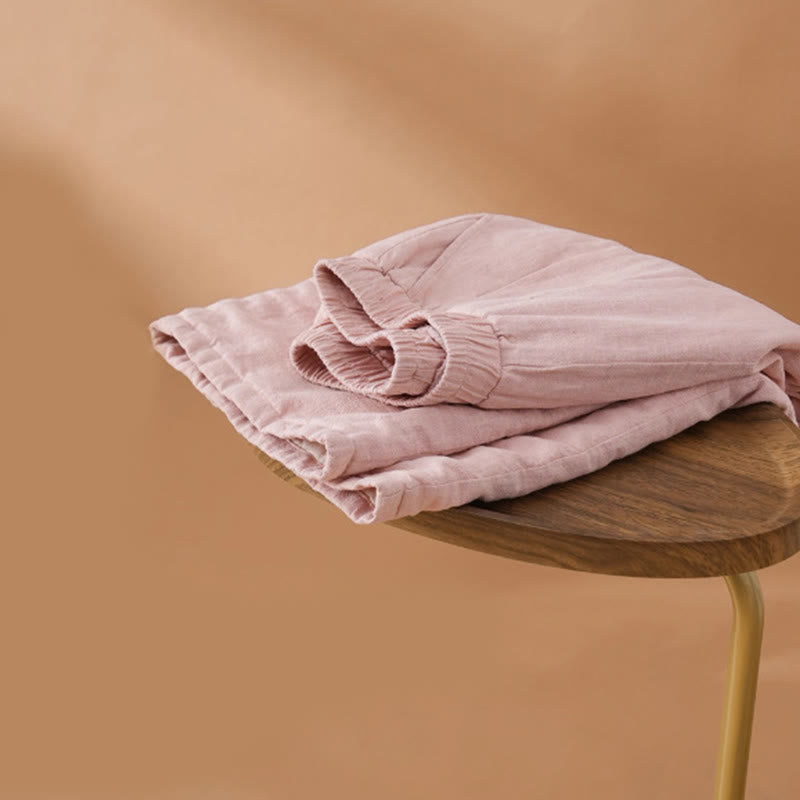 Buddha Stones冬用 無地コットン サーマル レディース ワイドレッグパンツ ポケット付き - image 3