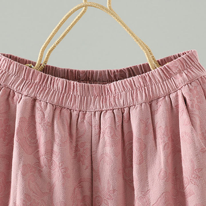 Buddha Stonesジャカード コットンパッド レディース ワイドレッグ サーマル アンクル丈 パンツ ポケット付き - image 6