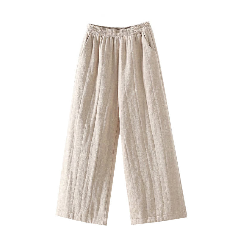 Buddha Stonesジャカード コットンパッド レディース ワイドレッグ サーマル アンクル丈 パンツ ポケット付き - image 19