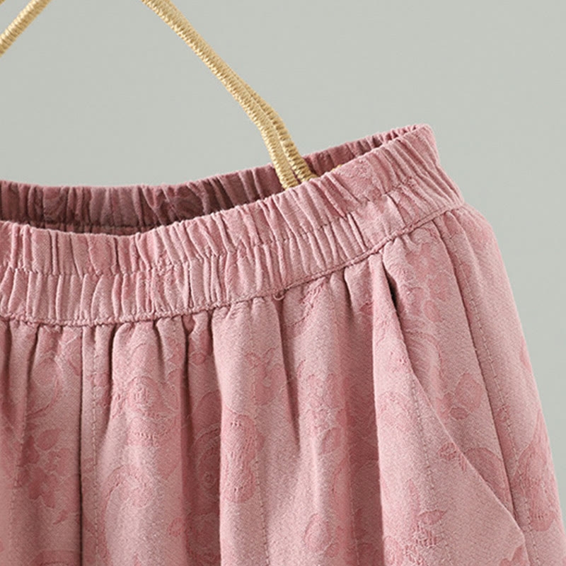 Buddha Stonesジャカード コットンパッド レディース ワイドレッグ サーマル アンクル丈 パンツ ポケット付き - image 7