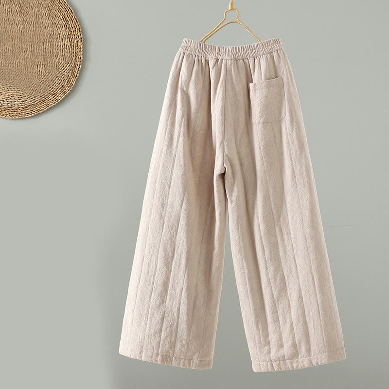 Buddha Stonesジャカード コットンパッド レディース ワイドレッグ サーマル アンクル丈 パンツ ポケット付き - image 11