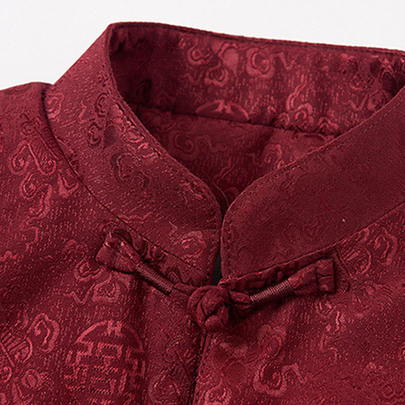 Buddha Stones刺繍模様スタンドカラー長袖メンズ唐装ジャケットポケット付き - image 4