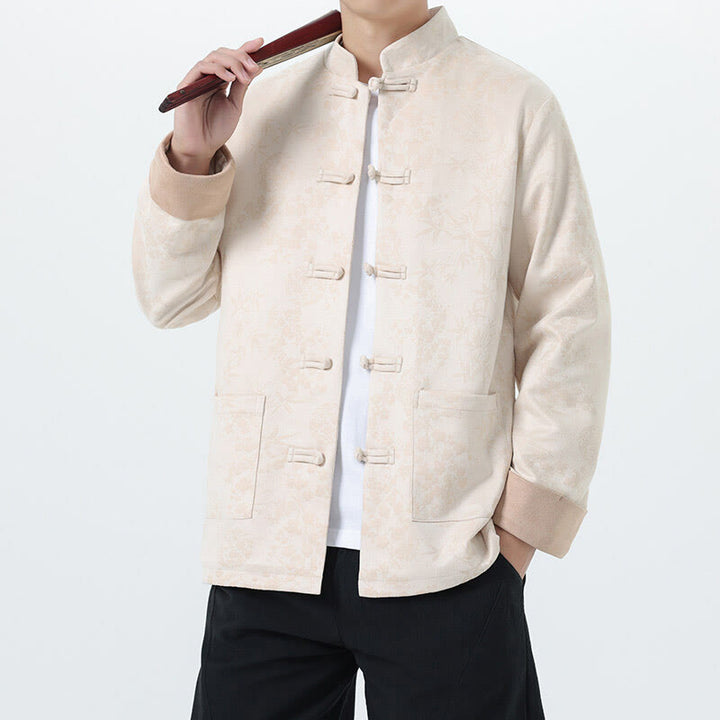 Buddha Stones秋 ジャカード 竹 カエルボタン 長袖 メンズ コットンジャケット ポケット付き - オールドレース - US/UK/AU46、 EU56 (5XL) - image 18