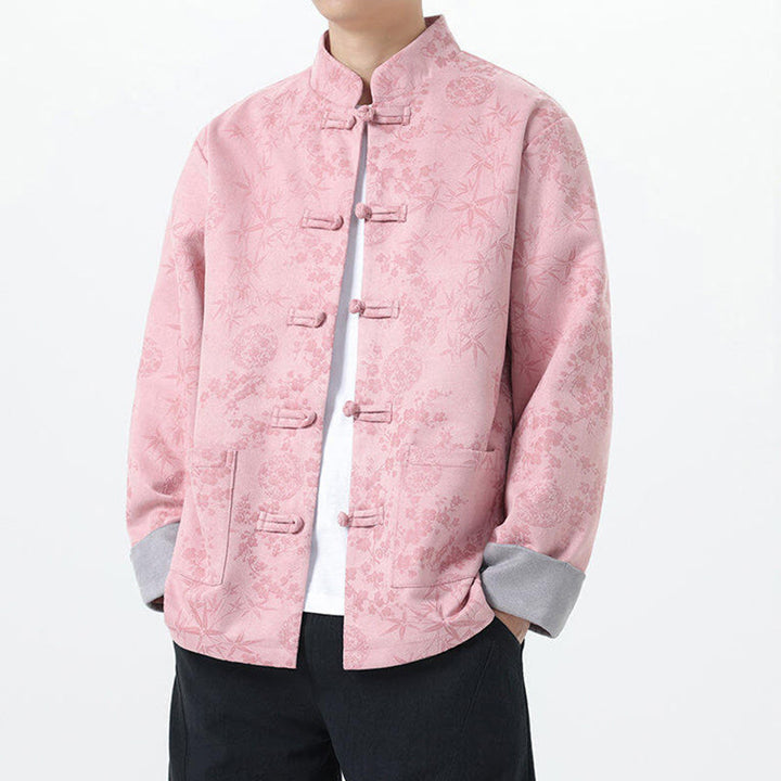 Buddha Stones秋 ジャカード 竹 カエルボタン 長袖 メンズ コットンジャケット ポケット付き - image 12