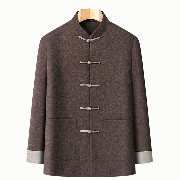 Buddha Stonesメンズ 秋 ピュアカラー フロッグボタン 長袖 コットン タンスーツ ジャケット ポケット付き - シエナ - US/UK/AU42、 EU52 (3XL) - image 2