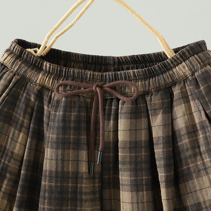 Buddha Stonesマルチカラー チェック柄 コットンパッド レディース ハーレム サーマルパンツ ポケット付き - image 3