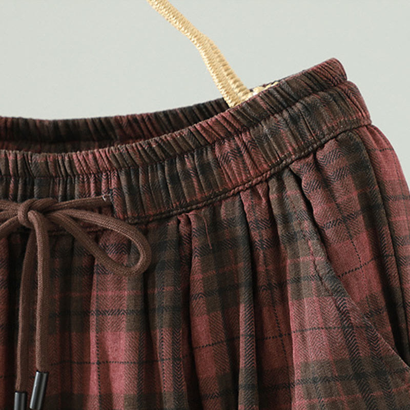 Buddha Stonesマルチカラー チェック柄 コットンパッド レディース ハーレム サーマルパンツ ポケット付き - image 12