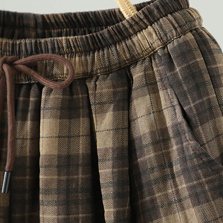 Buddha Stonesマルチカラー チェック柄 コットンパッド レディース ハーレム サーマルパンツ ポケット付き - image 4