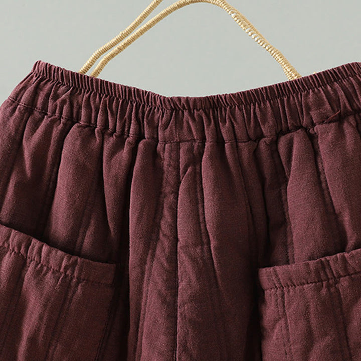 Buddha Stonesデイリー 無地 ドローストリングデザイン レディース ハーレム 伸縮性ウエスト コットンパンツ ポケット付き - image 9