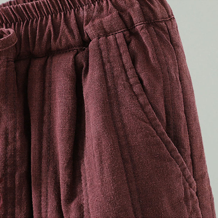 Buddha Stonesデイリー 無地 ドローストリングデザイン レディース ハーレム 伸縮性ウエスト コットンパンツ ポケット付き - image 11