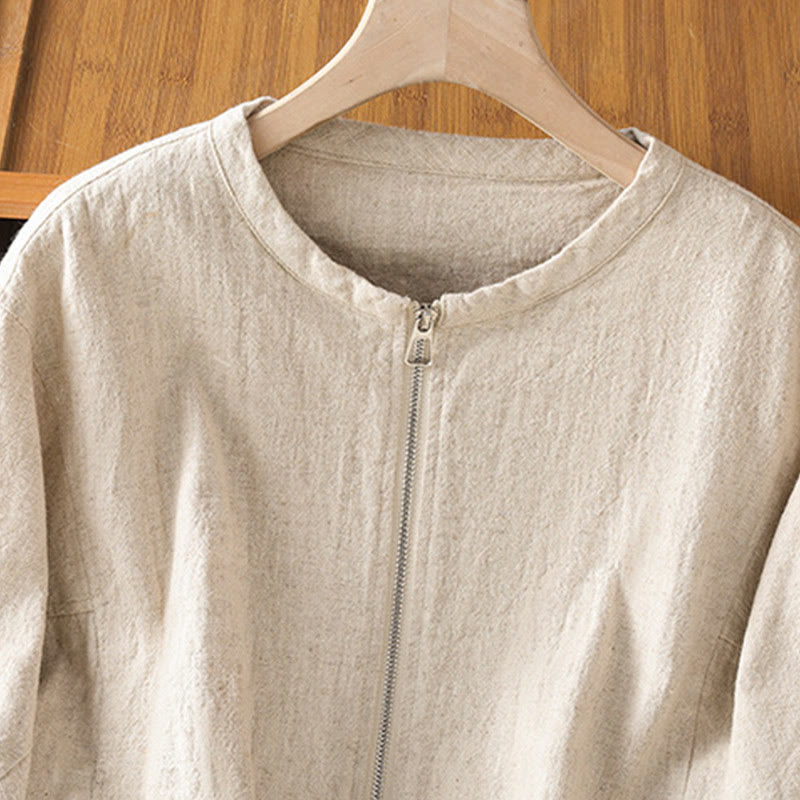 Buddha Stonesレディース コットン ジッパーデザイン ダブルレイヤー ロングスリーブ ジャケット ポケット付き - image 11