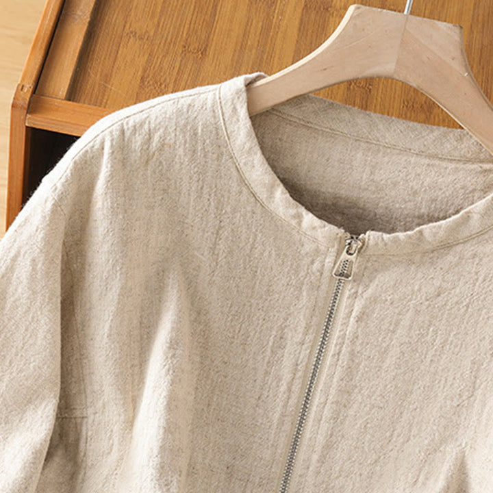 Buddha Stonesレディース コットン ジッパーデザイン ダブルレイヤー ロングスリーブ ジャケット ポケット付き - image 13