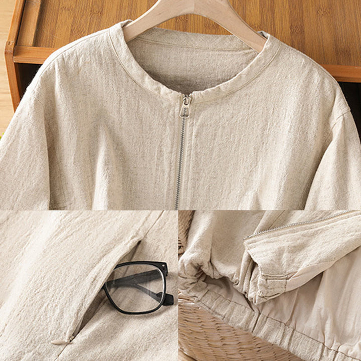 Buddha Stonesレディース コットン ジッパーデザイン ダブルレイヤー ロングスリーブ ジャケット ポケット付き - image 20