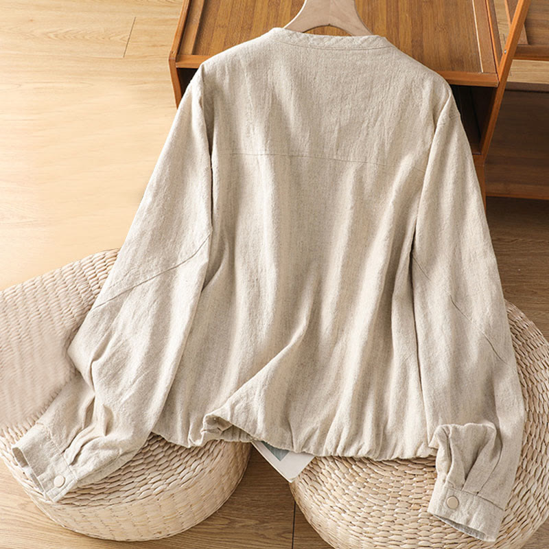 Buddha Stonesレディース コットン ジッパーデザイン ダブルレイヤー ロングスリーブ ジャケット ポケット付き - image 10