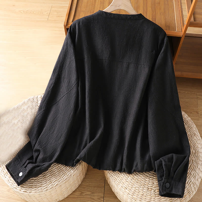 Buddha Stonesレディース コットン ジッパーデザイン ダブルレイヤー ロングスリーブ ジャケット ポケット付き - image 2