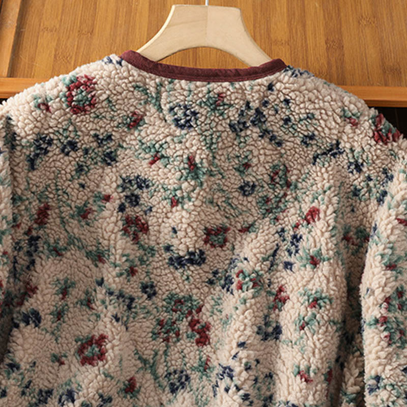 Buddha Stonesレディース コットン 花柄 ボタンデザイン 長袖 サーマルジャケット ポケット付き - image 4