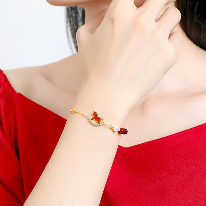 Buddha Stones925スターリングシルバー赤紐レッドアゲート 馬年コネクションブレスレット - image 11