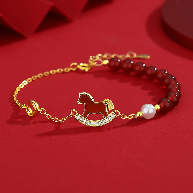 Buddha Stones925スターリングシルバー 馬年デザイン レッドアゲート コンフィデンス イヤリング - レッドアゲートの馬のブレスレット - image 7