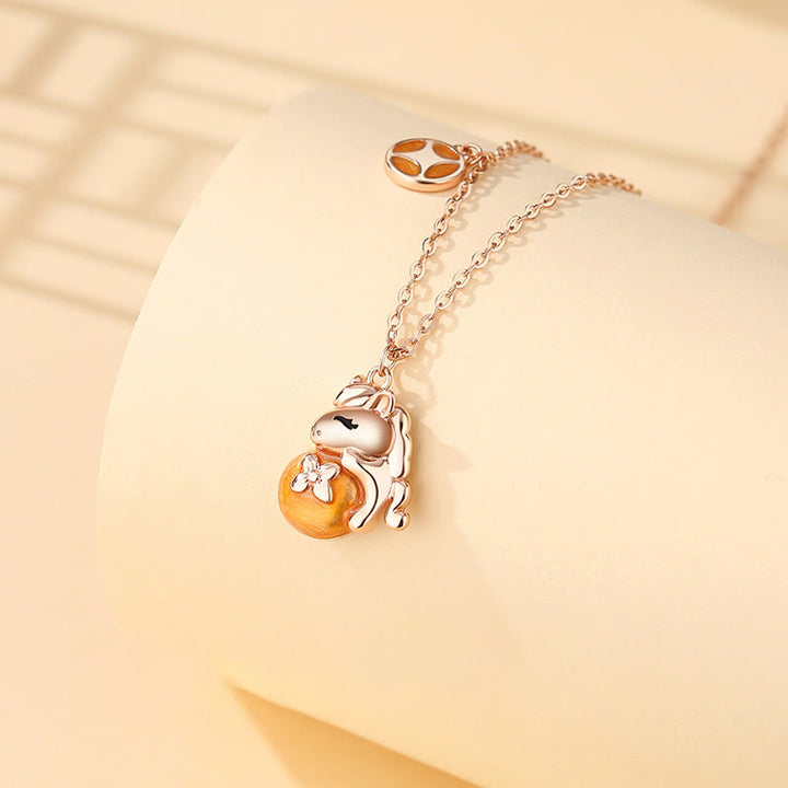 Buddha Stones925スターリングシルバー 馬年コインデザイン良縁祈願ネックレスペンダント - 馬のネックレス - image 1