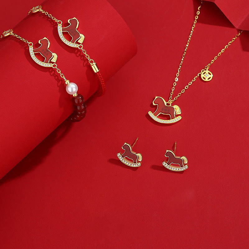 Buddha Stones925スターリングシルバー赤紐レッドアゲート 馬年コネクションブレスレット - image 22