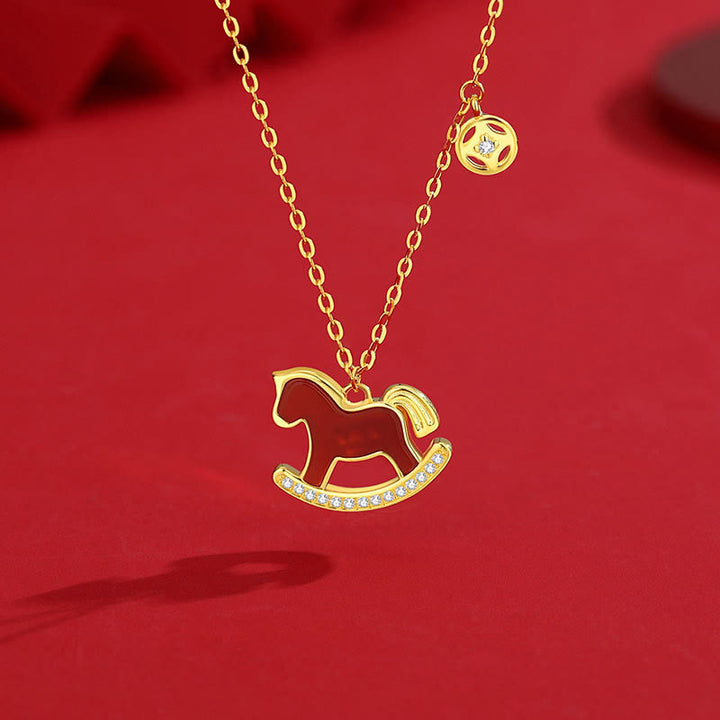Buddha Stones925スターリングシルバー 馬年デザイン レッドアゲート コンフィデンス イヤリング - 馬のネックレス - image 17