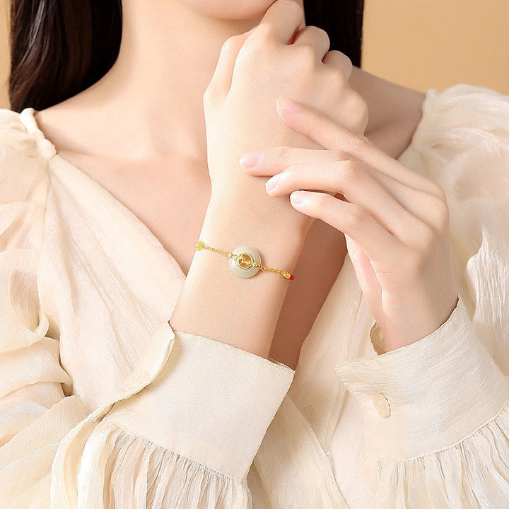 Buddha Stones 925スターリングシルバー 和田翡翠平和のお守りチャーム午年赤紐ブレスレット - image 4