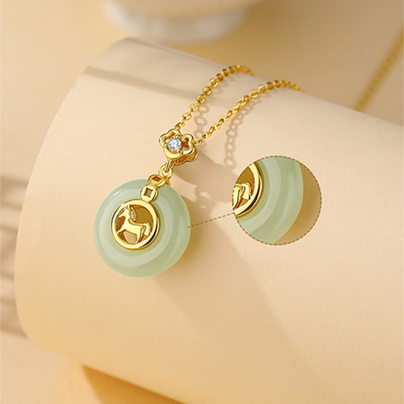 Buddha Stones925スターリングシルバー 和田翡翠 午年平和のお守りチャーム幸運ネックレスペンダント - image 2