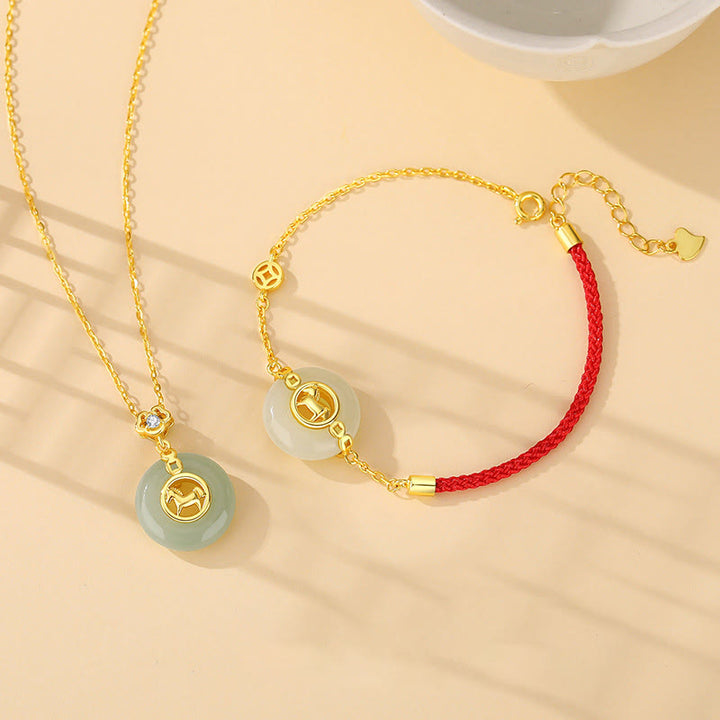 Buddha Stones 925スターリングシルバー 和田翡翠平和のお守りチャーム午年赤紐ブレスレット - image 17