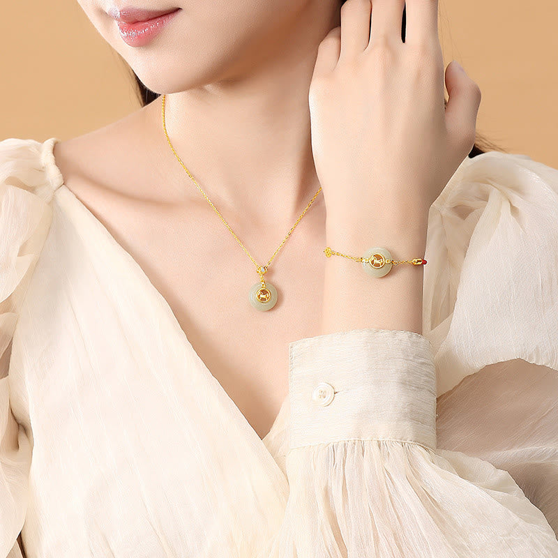 Buddha Stones 925スターリングシルバー 和田翡翠平和のお守りチャーム午年赤紐ブレスレット - image 18